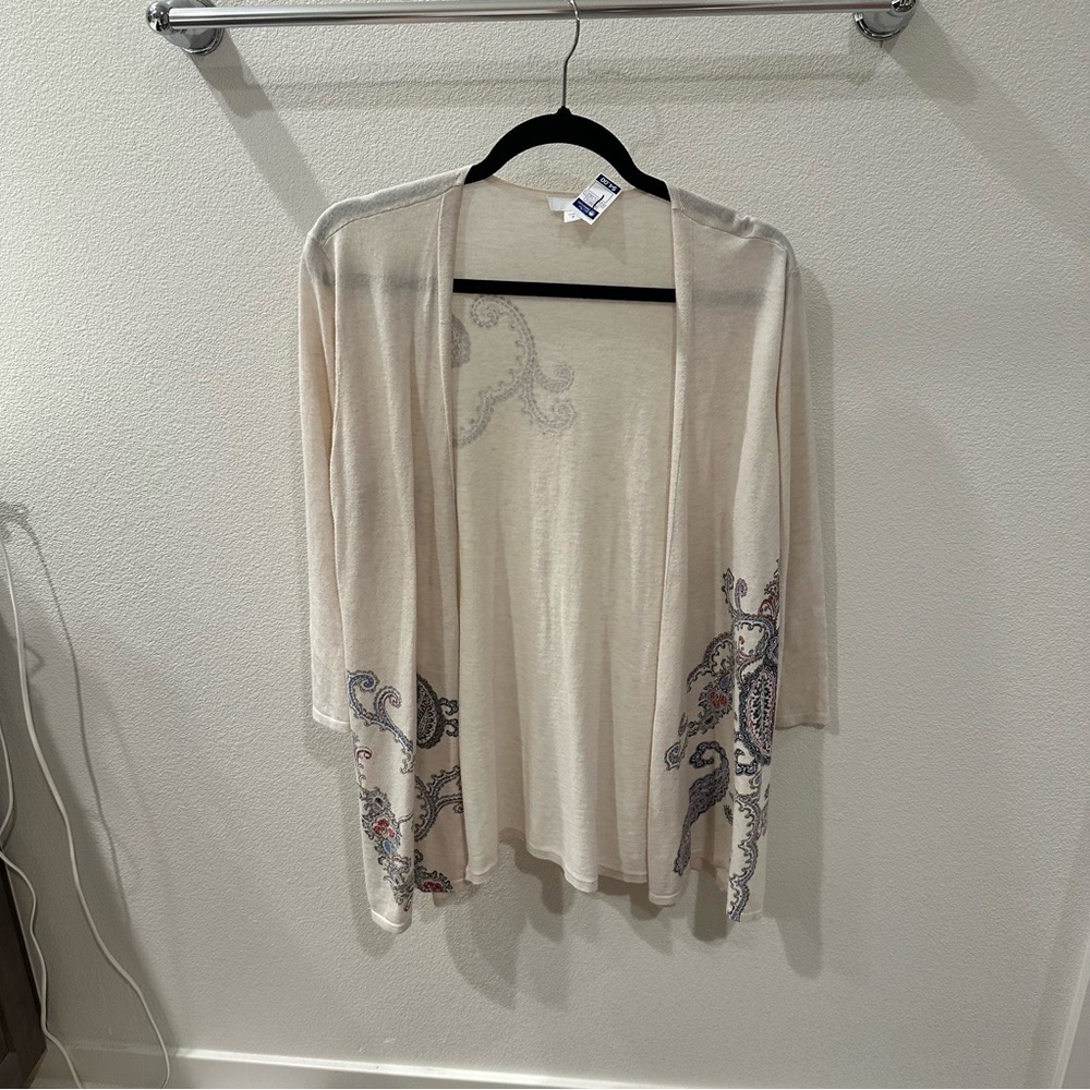 J. Jill Cream Cardigan with Paisley Accents